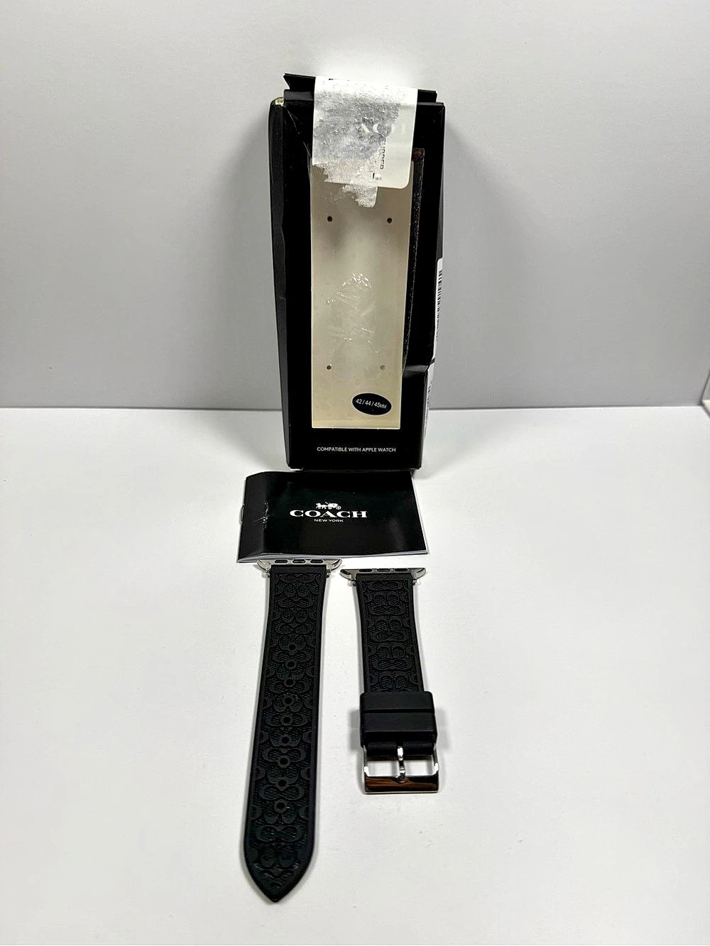 Coach Black Signature Silicone Apple Watch Strap 42mm/44mm/45mm Black